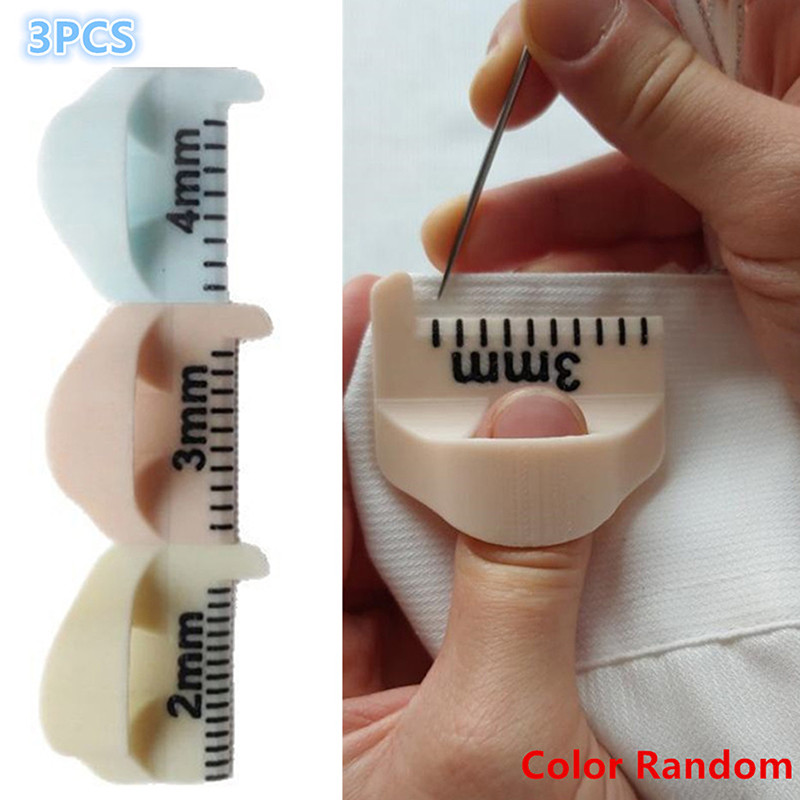 

3PCS Sewing Needle Gauge Measuring Tool Finger Ruler Sewing Template Equal Stitches Finger Protector DIY Stitching Guide Tool