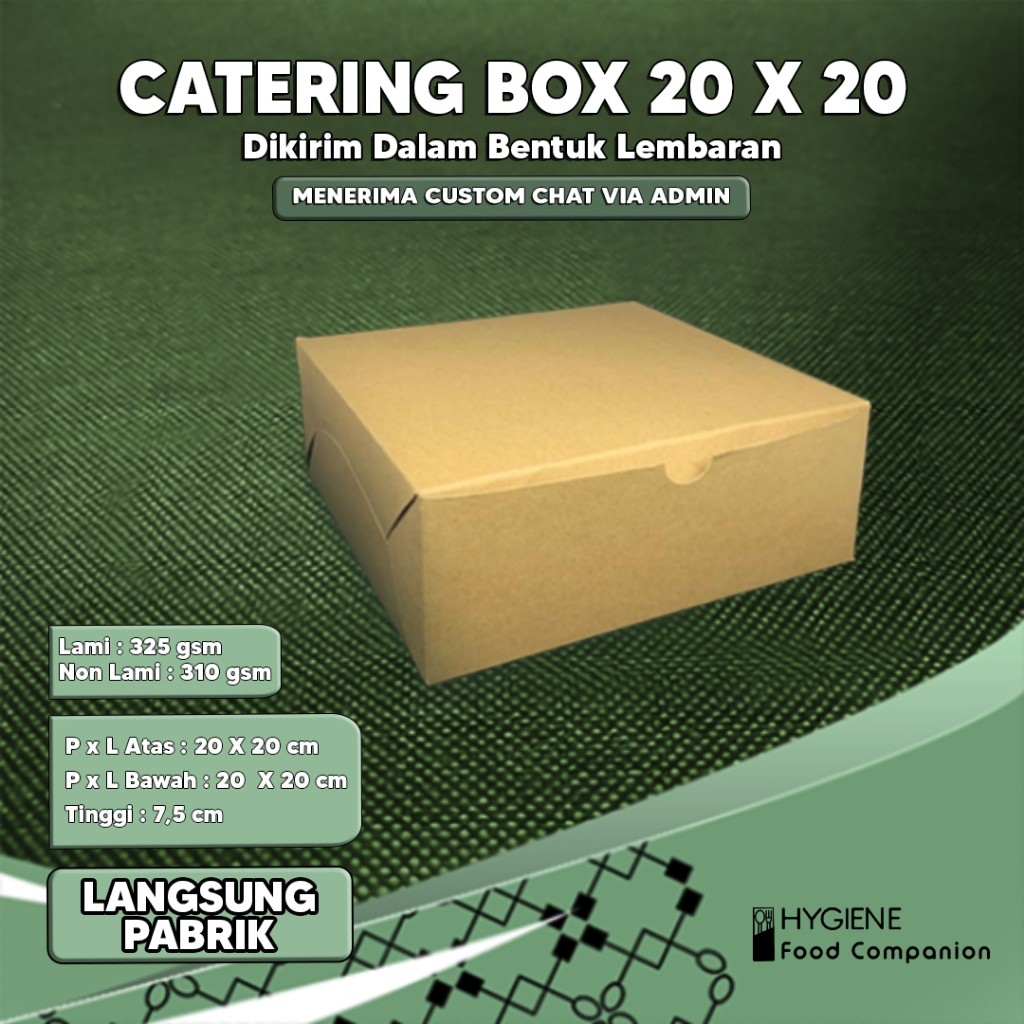 

Caztore dus kotak nasi 20x20 / kotak nasi kraft tebal 325 gsm / katering box 20 x 20