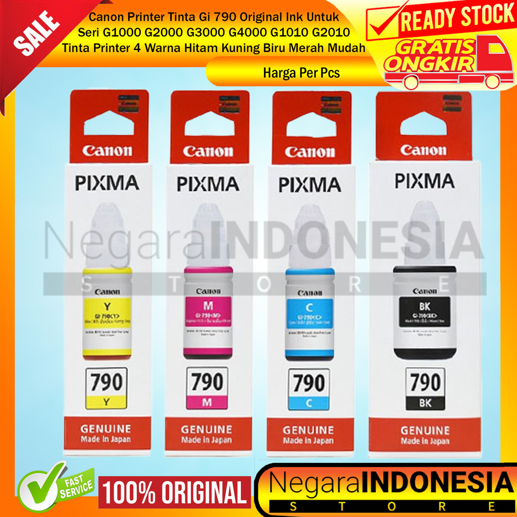 Canon Printer Tinta Gi 790 Original Ink For G1000 G2000 G3000 G4000 G1010 G2010 Per Pcs Satuan Tinta