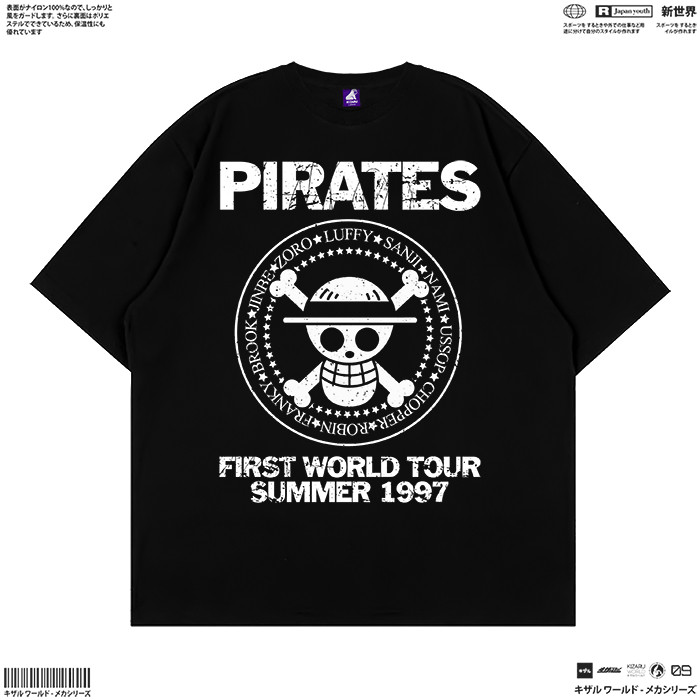 Oversized kaos KIZARU Heavyweight Boxy Oversized 16s T-Shirt Anime Straw Hat PIRATES WORLD TOUR Unis