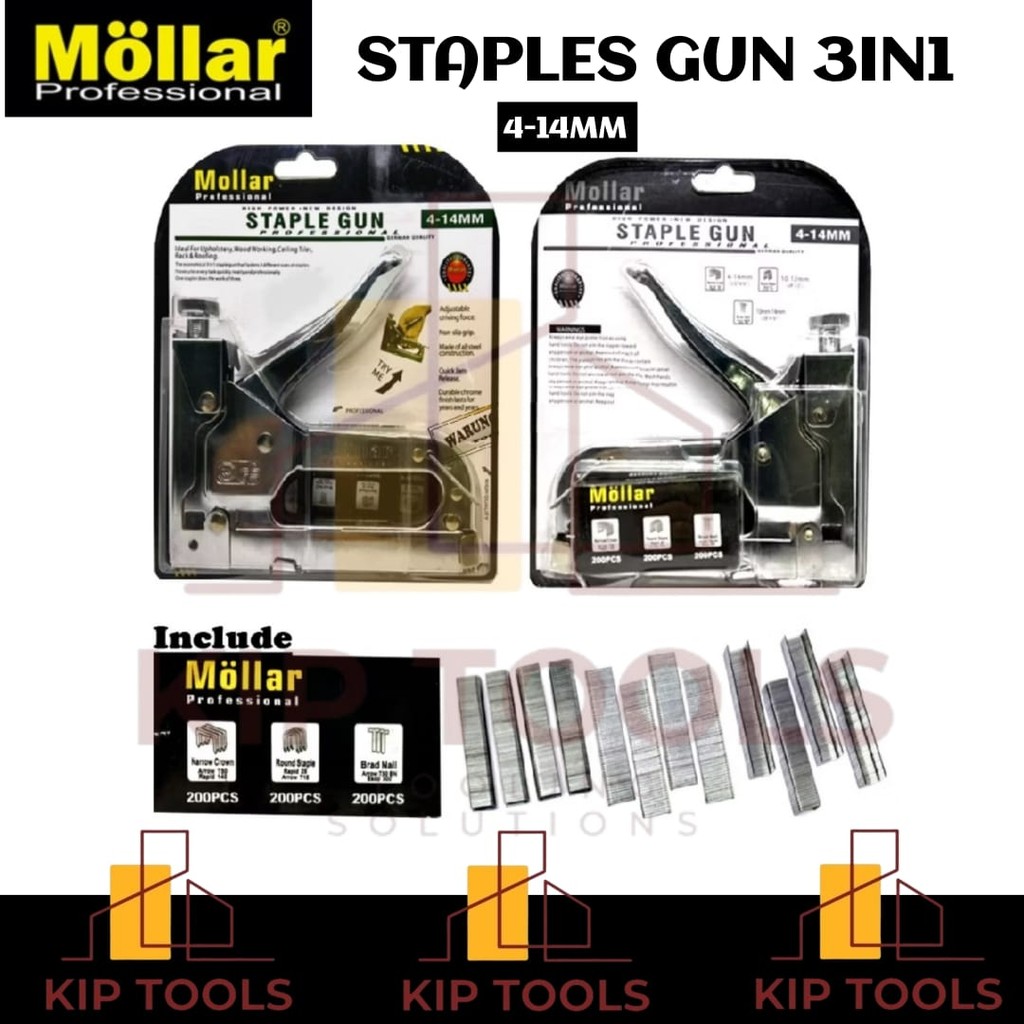 

Gun Tucker 3 in 1 / Steples Staples Tembak Hekter Tacker Jok Kulit Kardus 3 Way MOLLAR