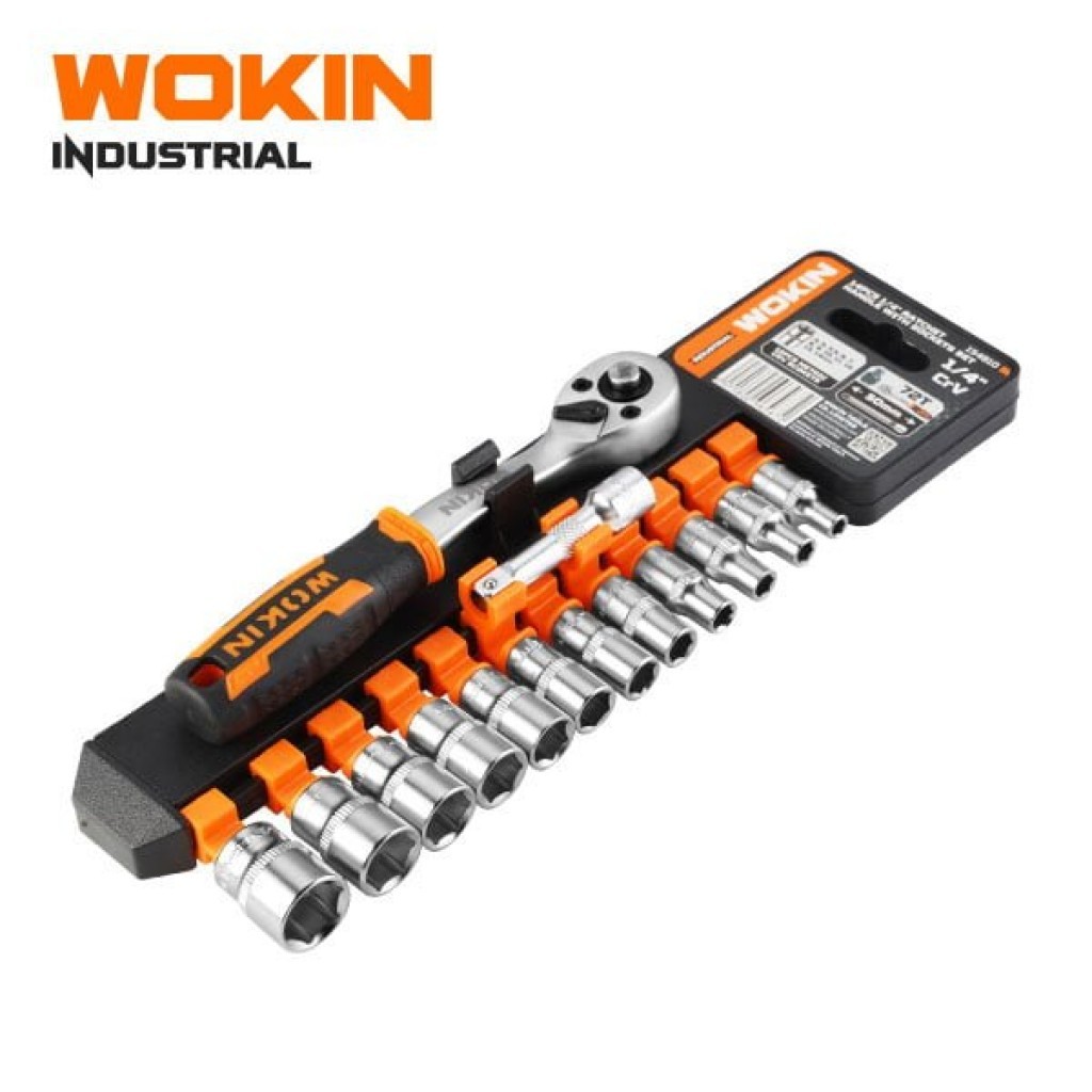Wokin 14Pcs 1/4 Inch Drive Ratchet Handle With Socket Set