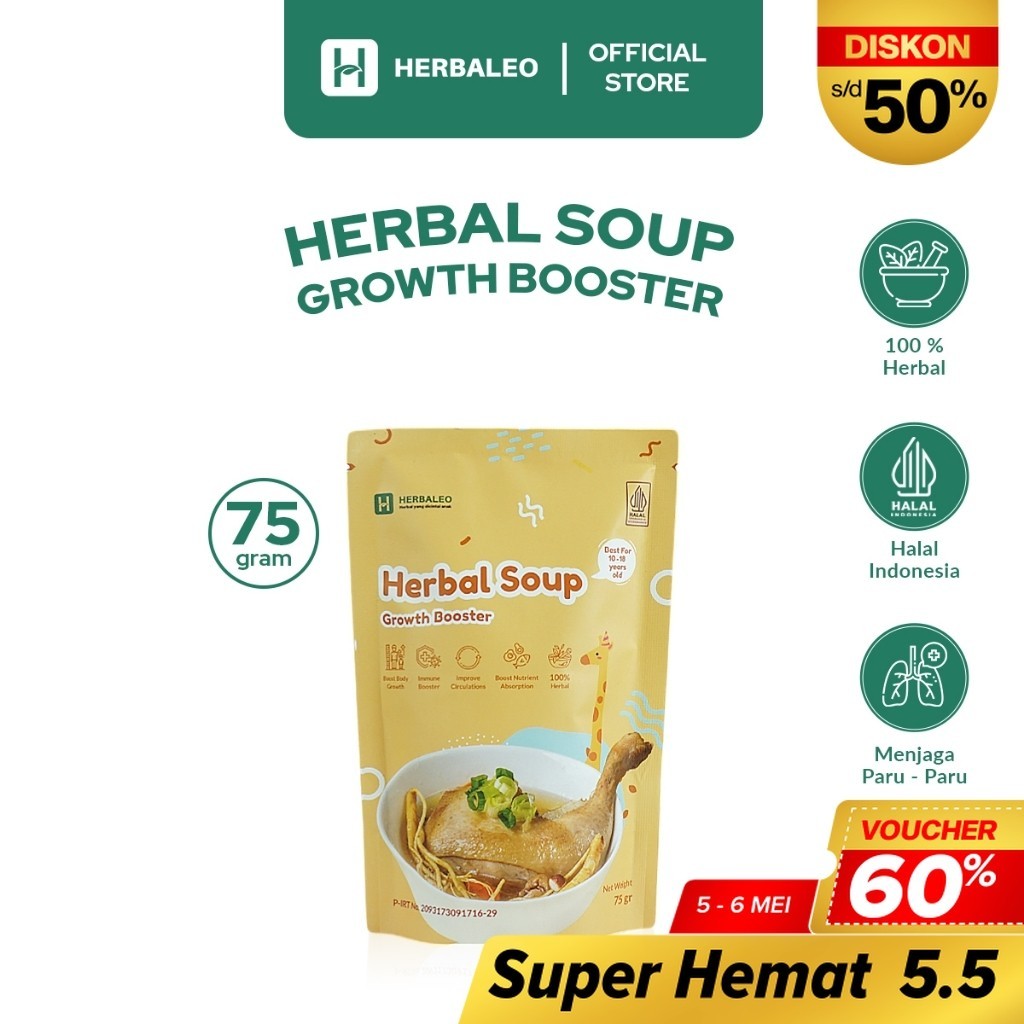 

Herbaleo Sup Pertumbuhan Tinggi Anak 75 GR 100% Herbal Grotwh Booster Kesehatan SPA-002