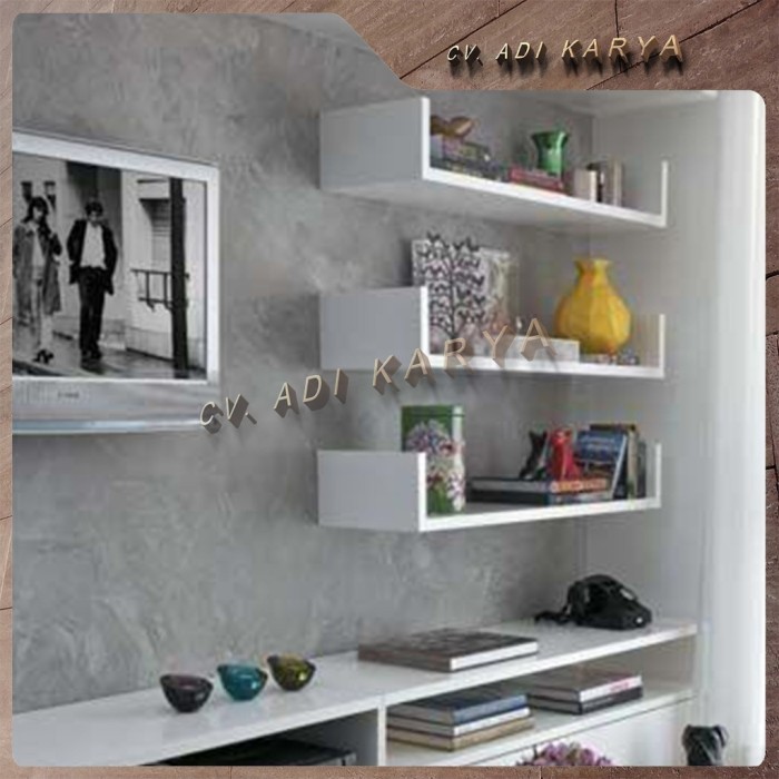 Terlaris Rak Buku Dinding Tempel Tembok Minimalis Dekorasi Rumah Hiasan Bunga - PutihPromo