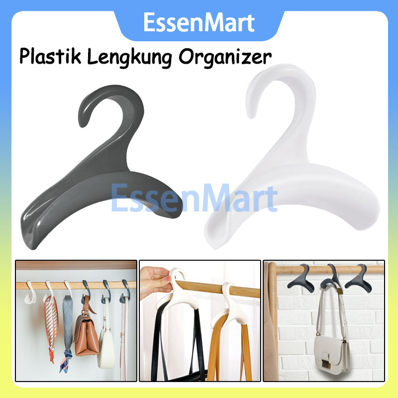 Tas Dasi Syal Jilbab Bag Hanger Hook / 1Kait Plastik Lengkung Organizer / Kait Gantungan Tas Hanger 