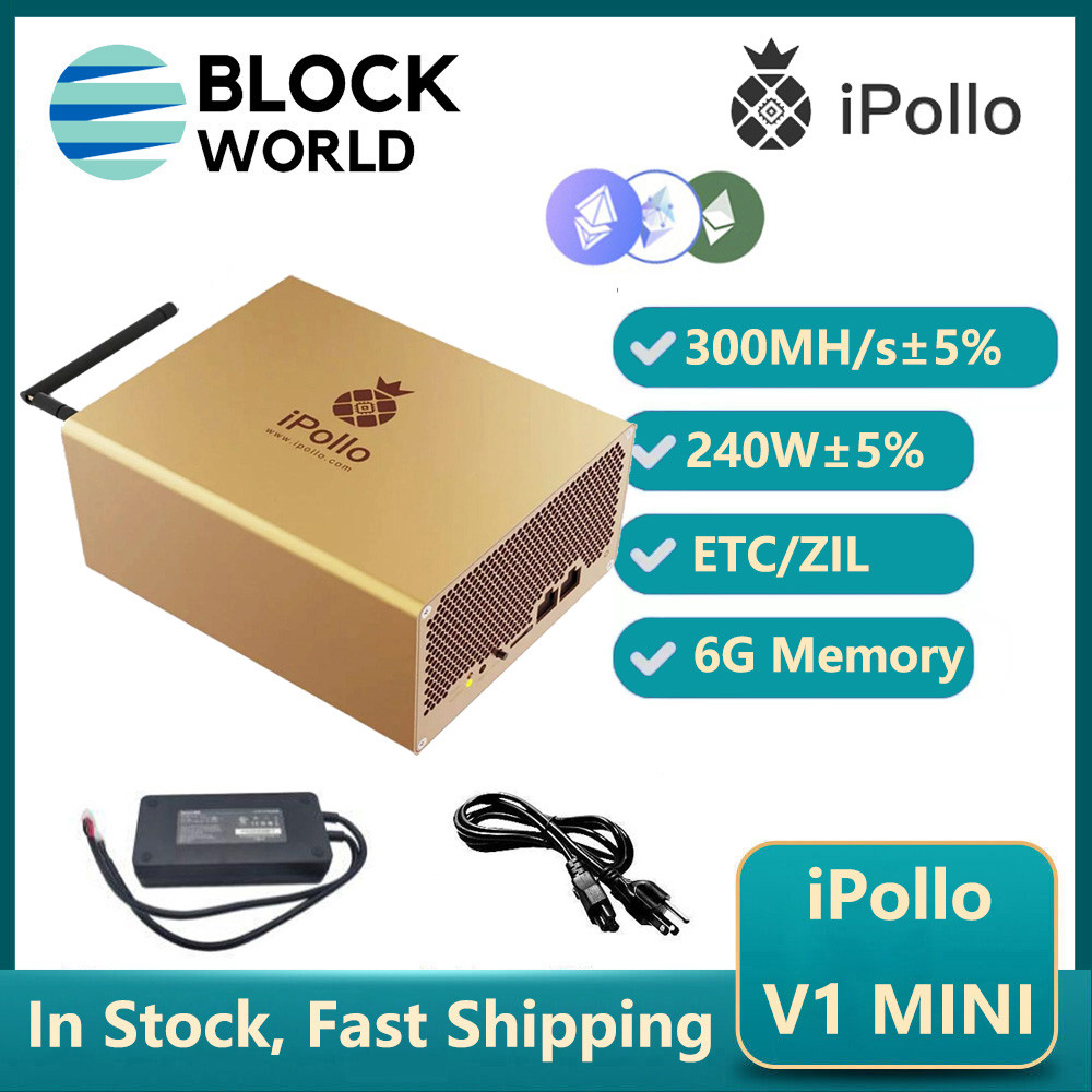 iPollo V1 Mini ETC Miner 300MH/s 240W With PSU Low Noise Ipollo ETC Mining Asic Miner ETC ipollo v1m