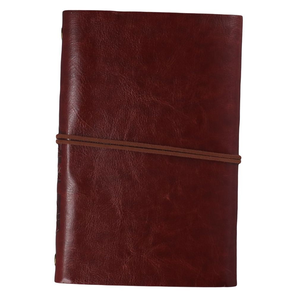 

Cute Diary Notepad Sketch Book, Leaf Embossed and Retro Pendants Book, Leather Journal Notebook