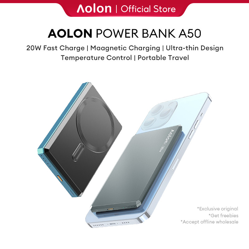 Aolon A50 Magnetic Powerbank Wireless 5000mAh PD 20W Fast Charge Auto Wake  Power Display