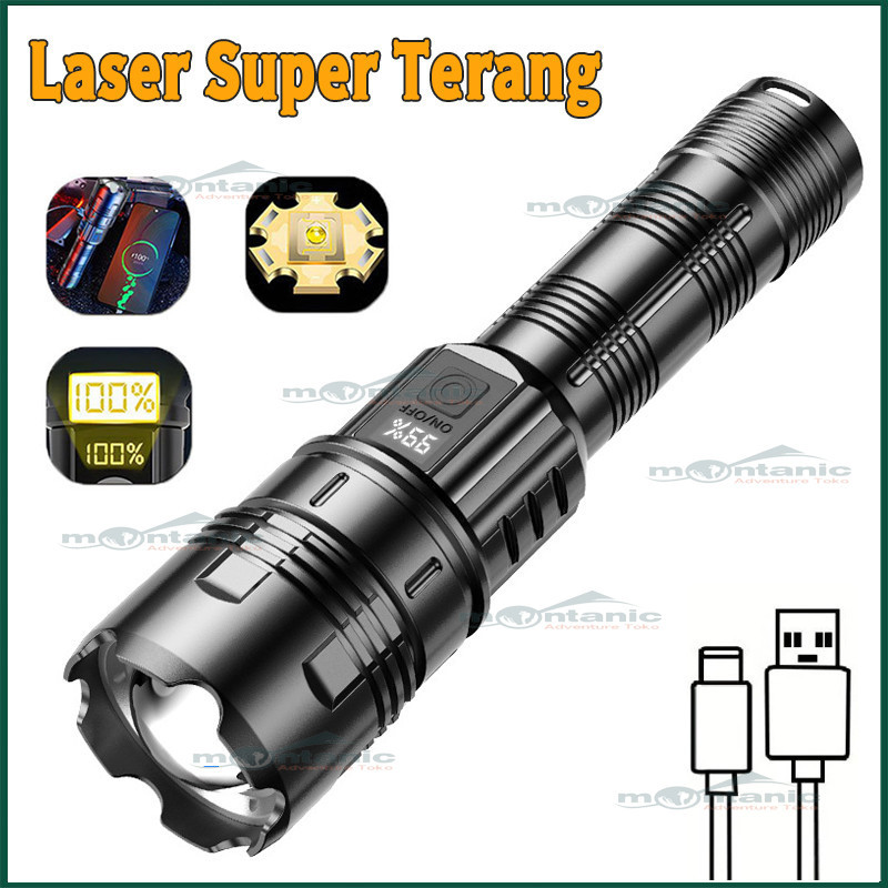 Senter LED Super Terang 100000 lumens Senter Cas Tahan Lama Zoom Senter Jarak Jauh 5000 km /Tampilan
