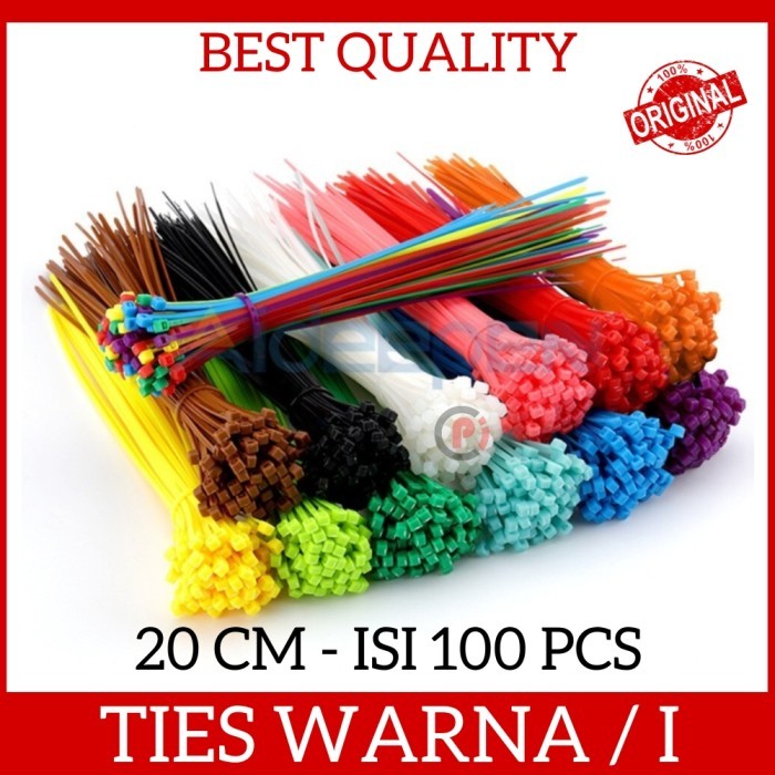 

Isi 100 Pcs Kabel Tie Warna / i Cable Ties Zip Lock Panjang 200mm 20cm