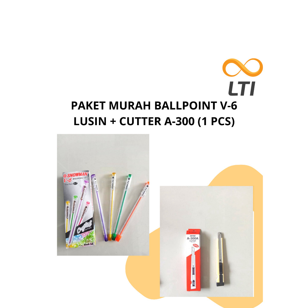 

PAKET MURAH BALLPOINT V-6 LUSIN + CUTTER A 300 (1 PCS)
