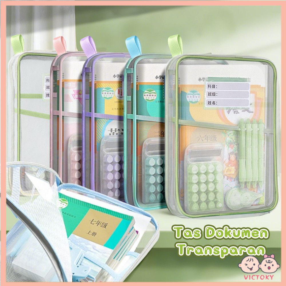 

VICTOKY Tas Penyimpanan Dokumen Pouch kertas tes Transparan File Folder Bag Tas Dokumen