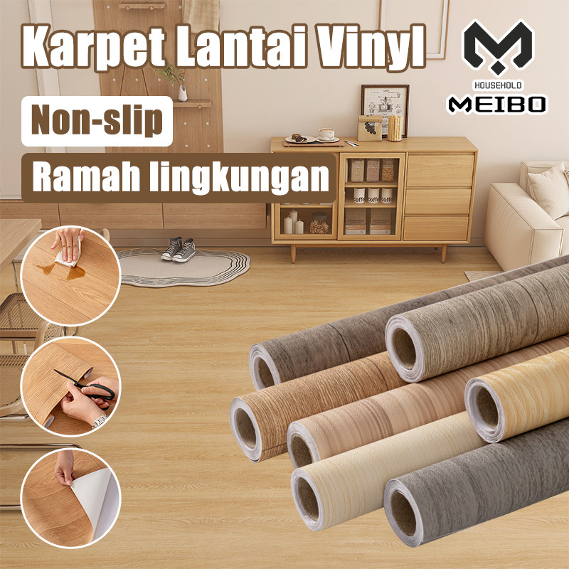 MubeCyan Karpet Lantai Motif Kayu / Karpet Lantai Roll Vinyl Roll/ Vinyl Gulung Panjang Dekorasi