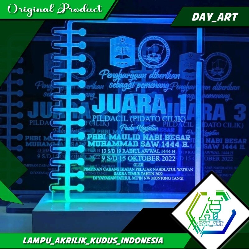 plakat lampu akrilik / lampu akrilik ukir / lampu akrilik custom