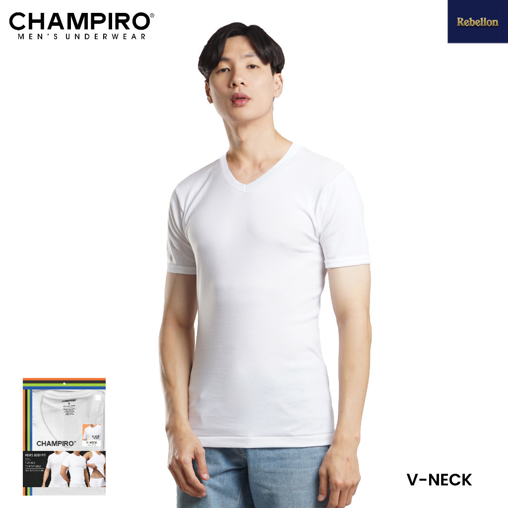 Champiro | Man T-Shirt V-Neck Kaos Pria Dewasa C3132W