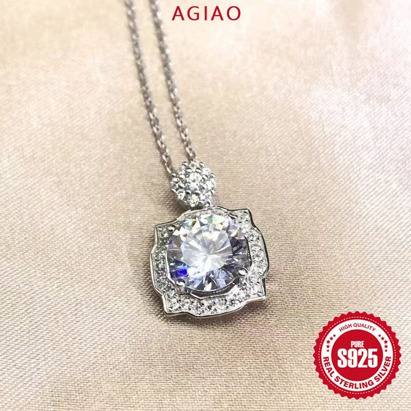 AGIAO PT950 Kalung Zircon Berlian Berkilau Wanita Mewah Dan Indah