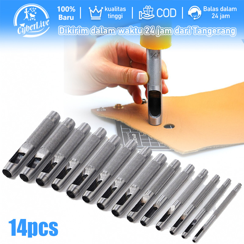 

14pcs Pelubang Pembolong Kulit Sabuk Kerajinan Plong Hollow 1 - 10 Mm