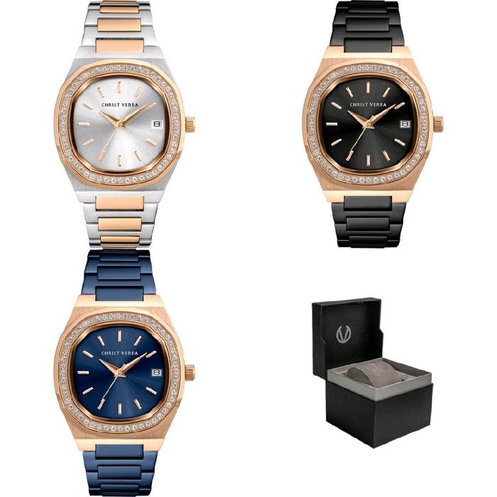 Jam Tangan Wanita 919566 Christ Verra CV 919566 CV-919566L Original - silver rosegold