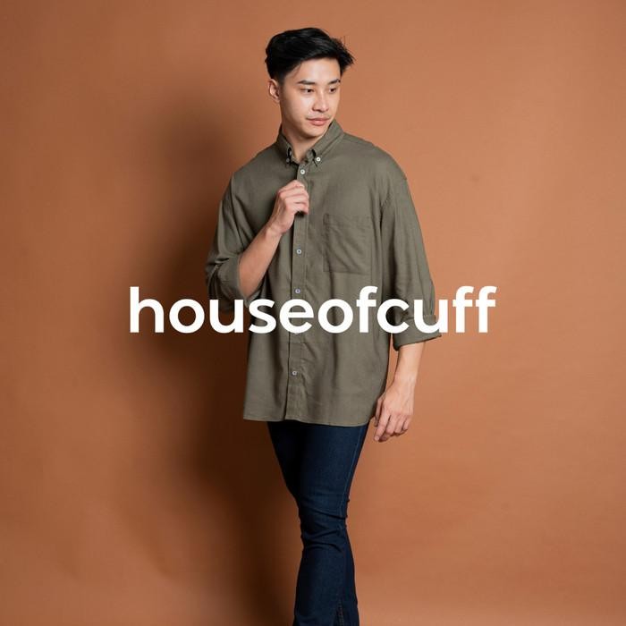 [BIG SIZE] Houseofcuff Kemeja Pria Oversize Linen Unisex Hijau Army - S/M