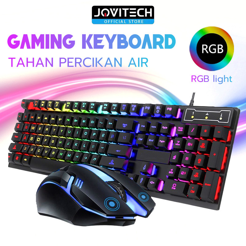 Jovitech Pengukiran Laser Paket Gaming Keyboard dan Mouse RGB Gaming USB Cable RGB - G12 TERLARIS