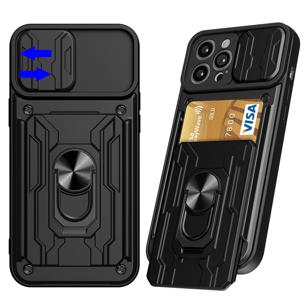 Kompatibel untuk Apple iPhone 14 Plus Pro Max Shockproof Armor Case Cover Dengan Slot Kartu Kredit d