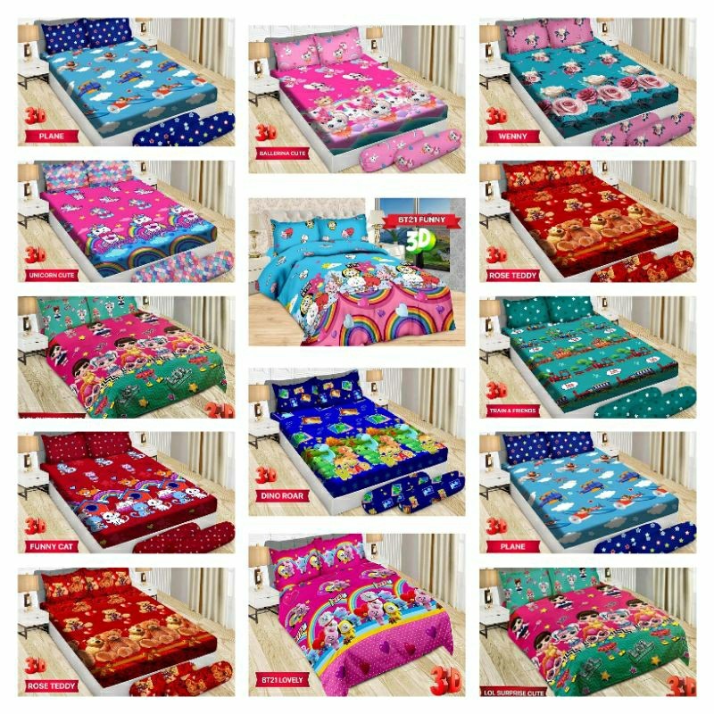 DISKONHEMAT Sprei bonita 180x200/king motif karakter /kartun/anak:cowboy,rally,cute teddy,teddy funn