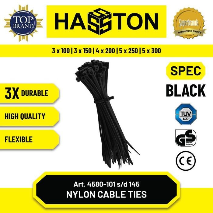 Hasston 4580-105 Kabel Ties 3 x 100mm Hitam / Nylon Cable Ties 3x100mm