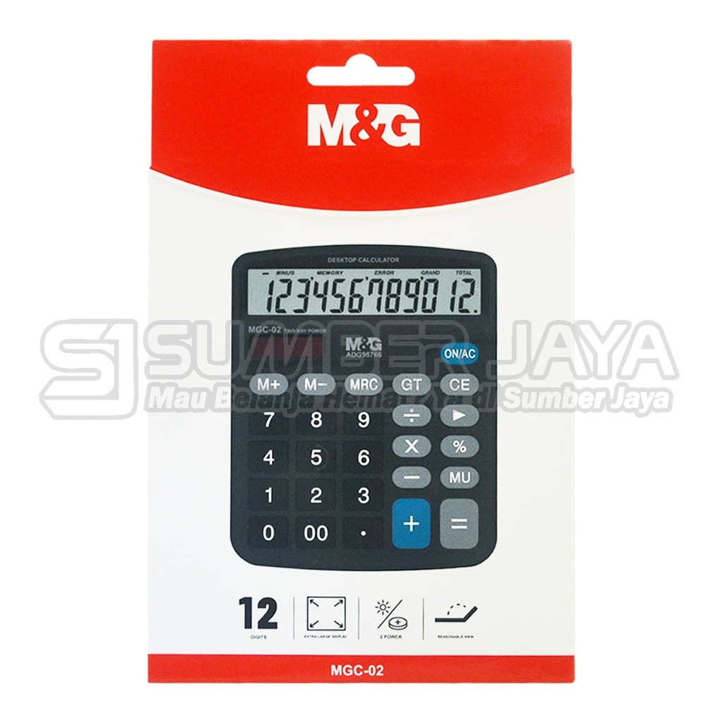 

MGC-02 Kalkulator Desktop 12 Digit M&G ADG98766 Calculator Two Way Power Mirip M-28