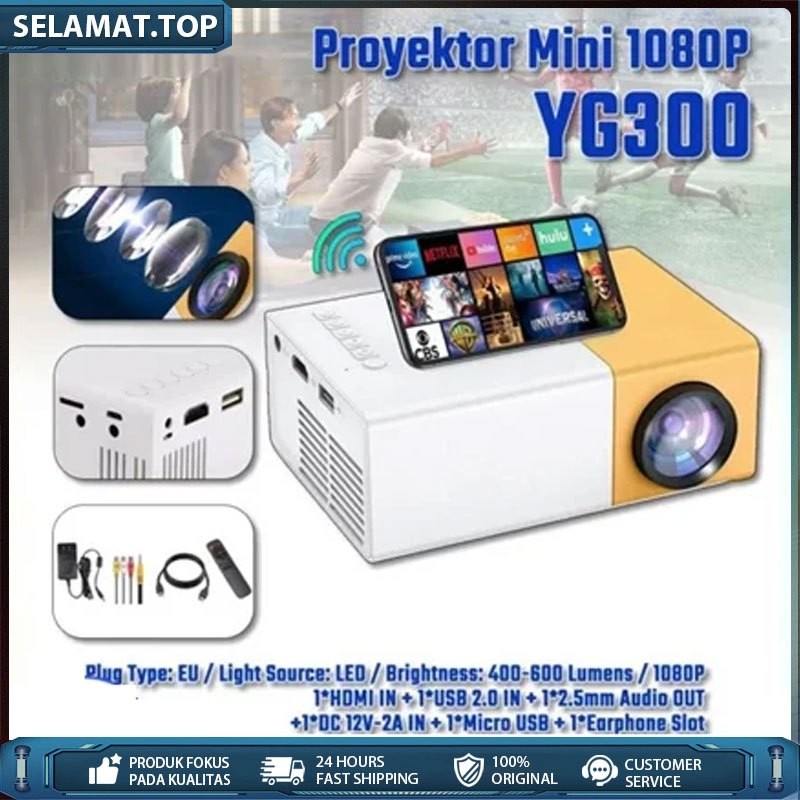 Proyektor Mini Proyektor Mini Portable HP Home Theater Android YG300 HDMI 5 tahun garansi / Tripsky 