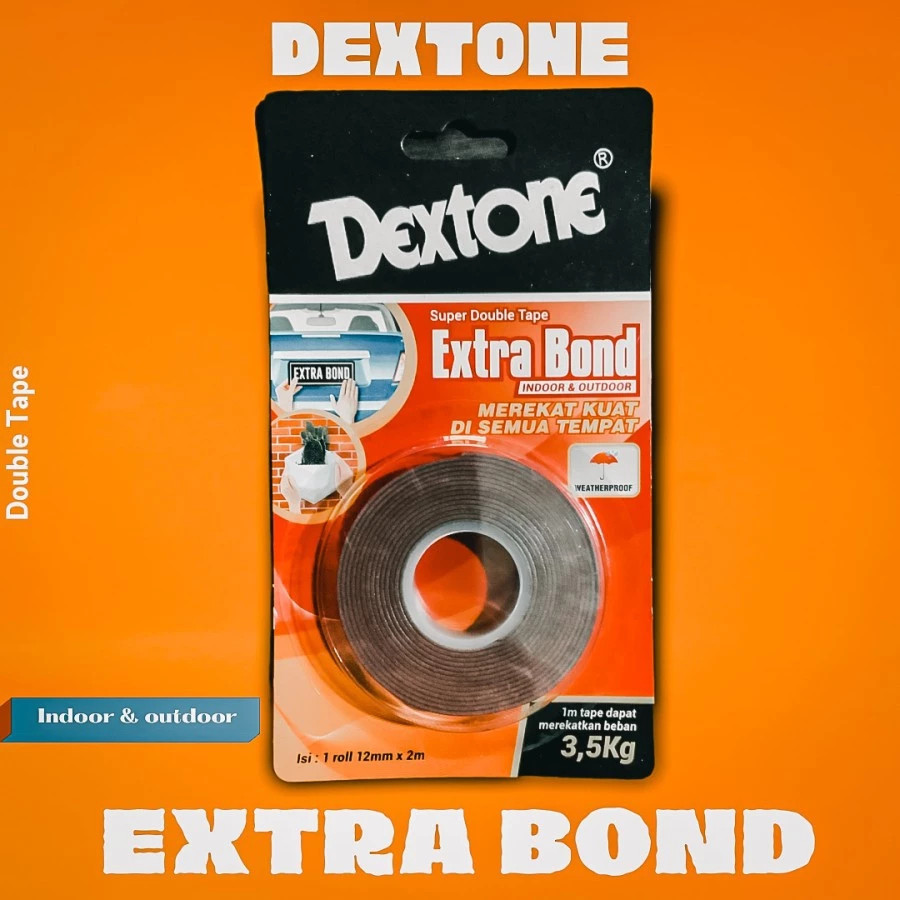 

Double Tip Kuat Double Tape Dextone Extra Bond Tahan Cuaca Outdoor Indoor - 12mm x 2M