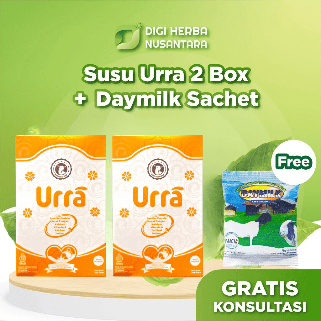 

URRA Susu Kambing Saneen Untuk Penambah Berat Badan & Tinggi Badan Anak - 2 Box (Free 1 Daymilk Sachet)