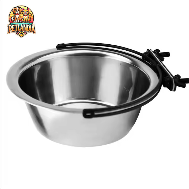Mangkok Makan Minum Kucing Anjing Jepit Kandang Stainless-Cat and Dog Bowl