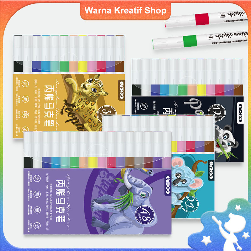 

12/24/36/48/60 Warna Set Pen Marker Akrilik Plumones Colores Posca Alat Seni Perlengkapan Lukisan Tahan Air Cepat Kering Pengwarnaan Berbasis Air Pigmen Pen