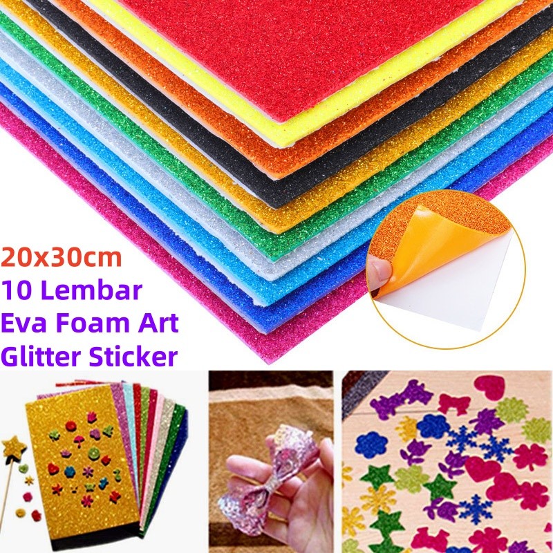 

10 Lembar Menebal Eva Foam Art Glitter Sticker 20x30cm Papel Goma Glitter Sticker A4 Eva Foam Art Sticker Glitter