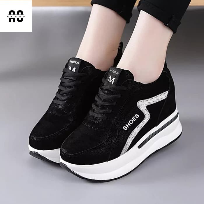 As) sepatu wanita sneakers korea Hitam