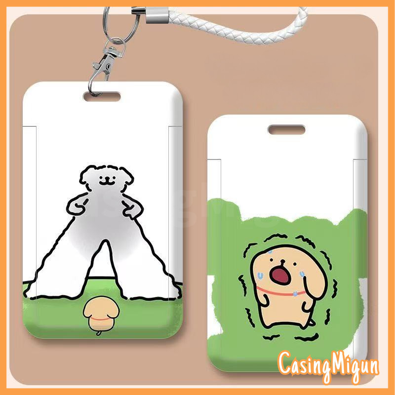 

ID CARD HOLDER MOTIF KAWAII TEMPAT KARTU PHOTOCARD PHOTO CARD MEMBERIKAN TALI TANGAN TINGKAT TINGGI,Anjing kecil dengan garis-garis raksasa