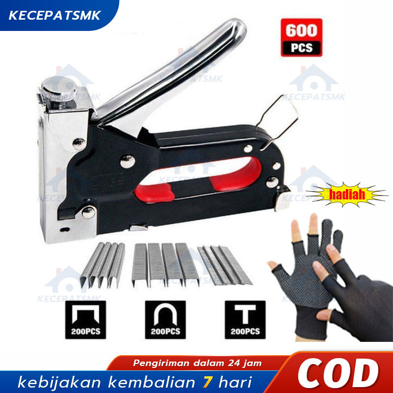 

Staple Gun/Staples Tembak 3 in 1 Chromium molybdenum Bisa 3 Jenis Staples EDL1313 /Alat Perkakas Staple Gun 3 in 1 Way Heavy Duty Staples Tembak hekter jok / Gratis 600 paku 3 In 1 Pistol Kuku Pistol Stapler Konstruksi Konstruksi Furnitur DIY Pelapis