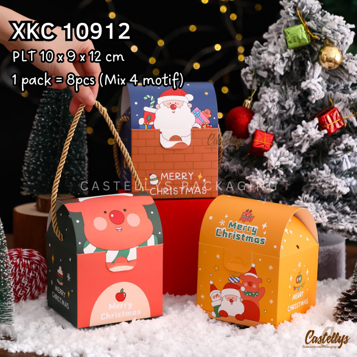 

XKC 10912 8pcs Kotak Souvenir Hadiah Cookies Permen Snack Natal Christmas