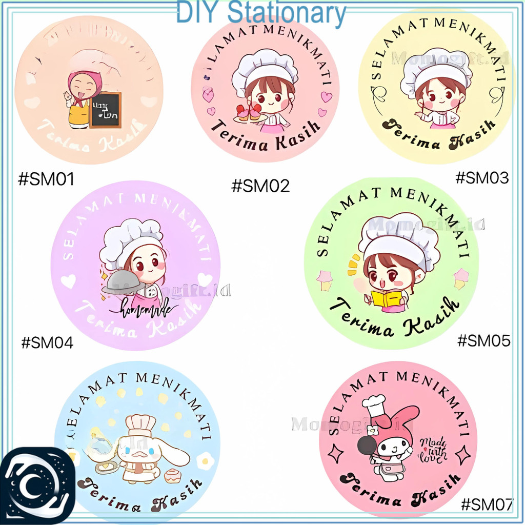 

Stiker Roll Selamat Menikmati Lucu Untuk Tempel Di Box Makanan/Plastik Packaging isi 500Pcs