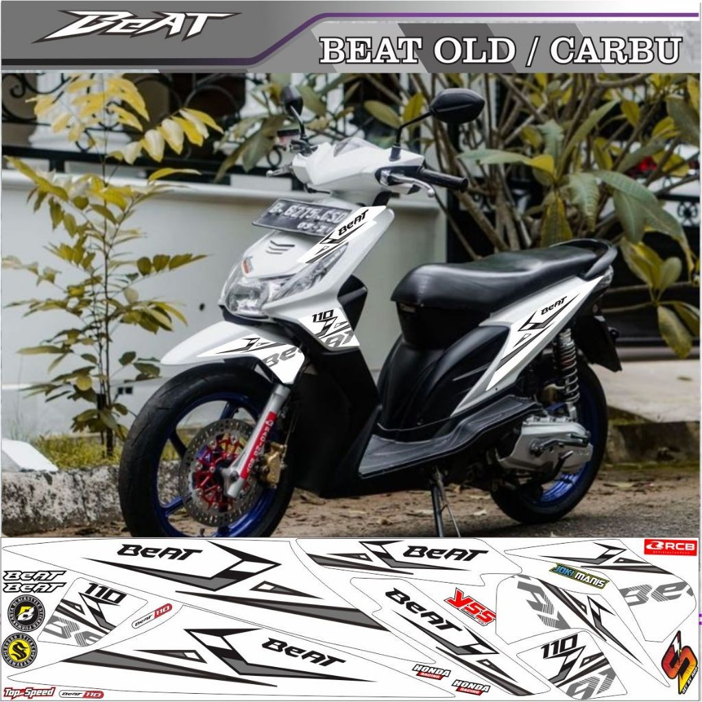 striping motor honda beat old warna putih variasi stiker striping beat karbu VARIASI MOTIF