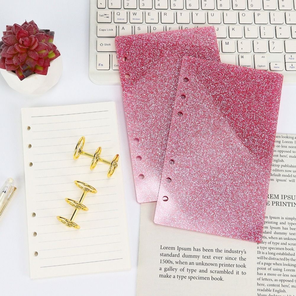 

Creative Acrylic A6 Notebook Cover Glitter Transparent Binder Notebook Shell Office Stationery Supplies Scrapbook Cover Students