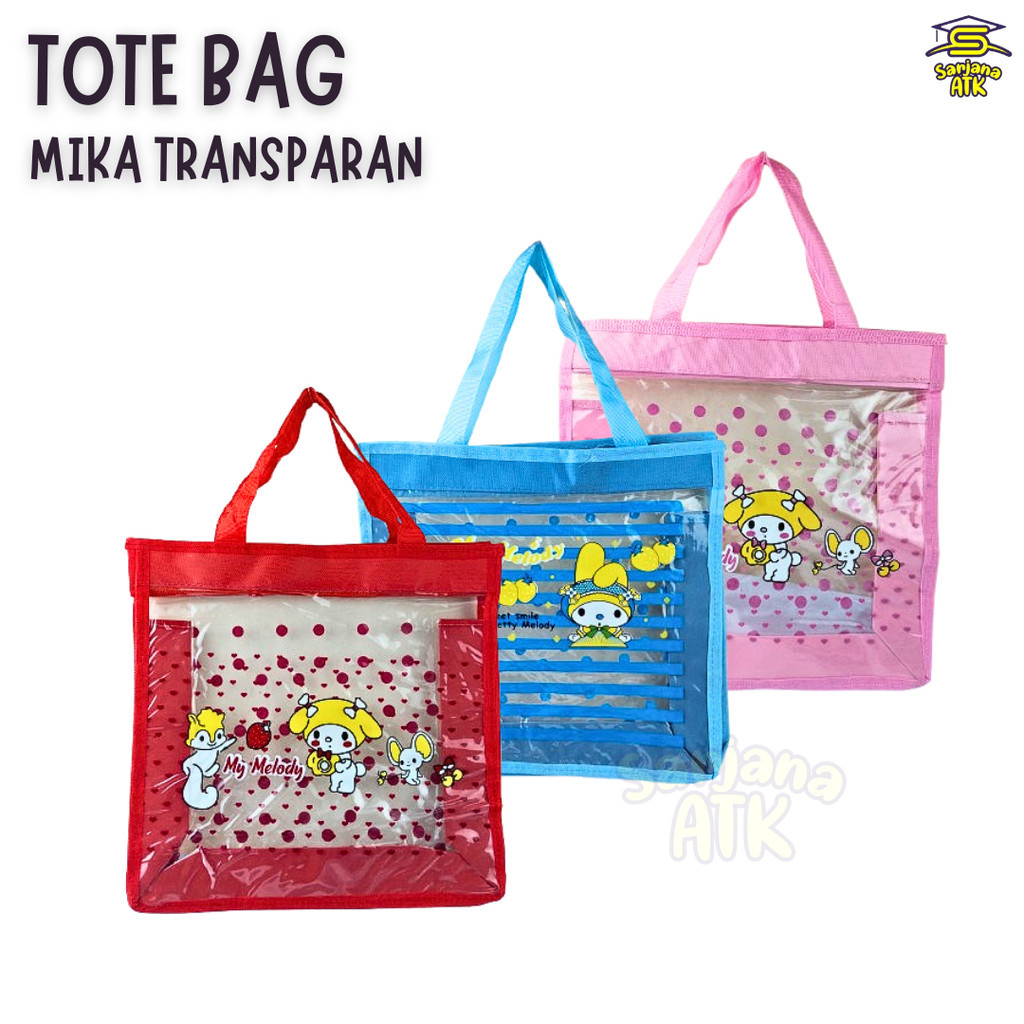 Tote Bag / Tas Teng Teng Mika Transparan / Tote Bag Transparan Motif Karakter Fancy