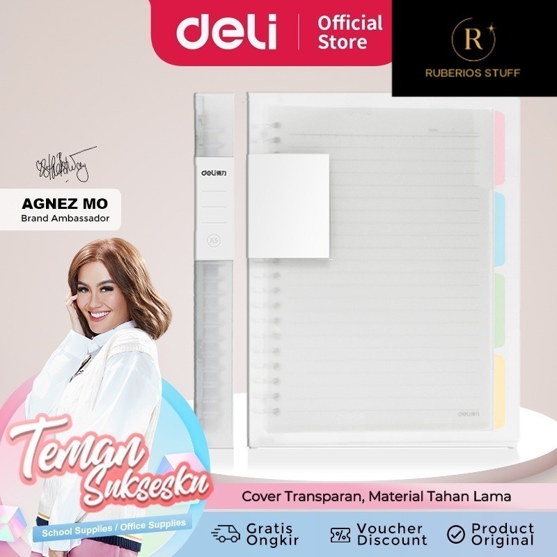 

Deli Loose Leaf / Buku Catatan Binder Clip Notebook 60 Lembar QHX560