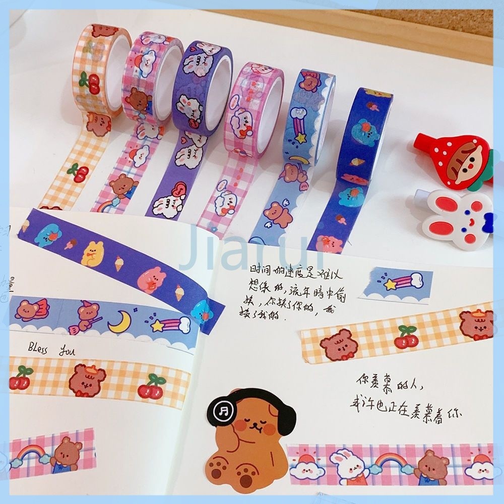 

Jiarui stiker cartoon / pita pelekat cartoon/Hangsu Paper Tape Washi Tape Korea Jepang Mini