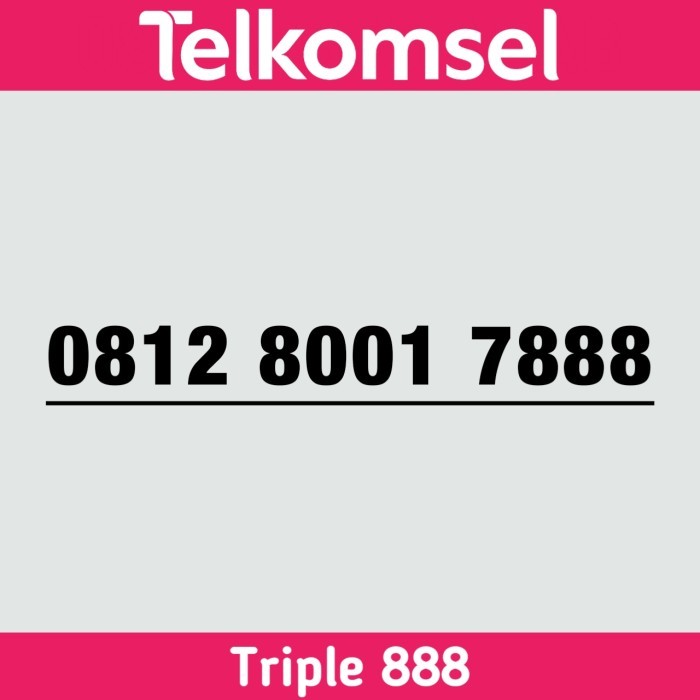 Nomor Cantik Telkomsel simpati Ekor triple rapih 8 88 888  - 0812 8001 7888