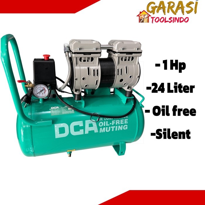 Mesin kompresor 1 hp 24 liter AQE02-1824 kompresor oiless silent 1 pk 24 liter
