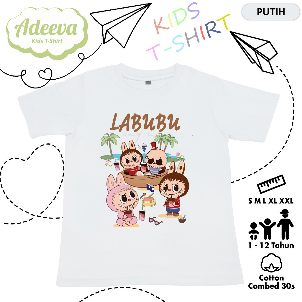 Kaos Anak Karakter Labubu Usia 1-12 Tahun Baju Anak  Labubu Nobita Doraemon Laki-Laki dan Perempuan