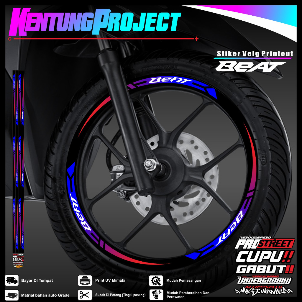 HARGA DISKON Stiker Velg 14 Inch Honda BEAT New Old R Racing Lis List Variasi STIKER VELG Set Depan