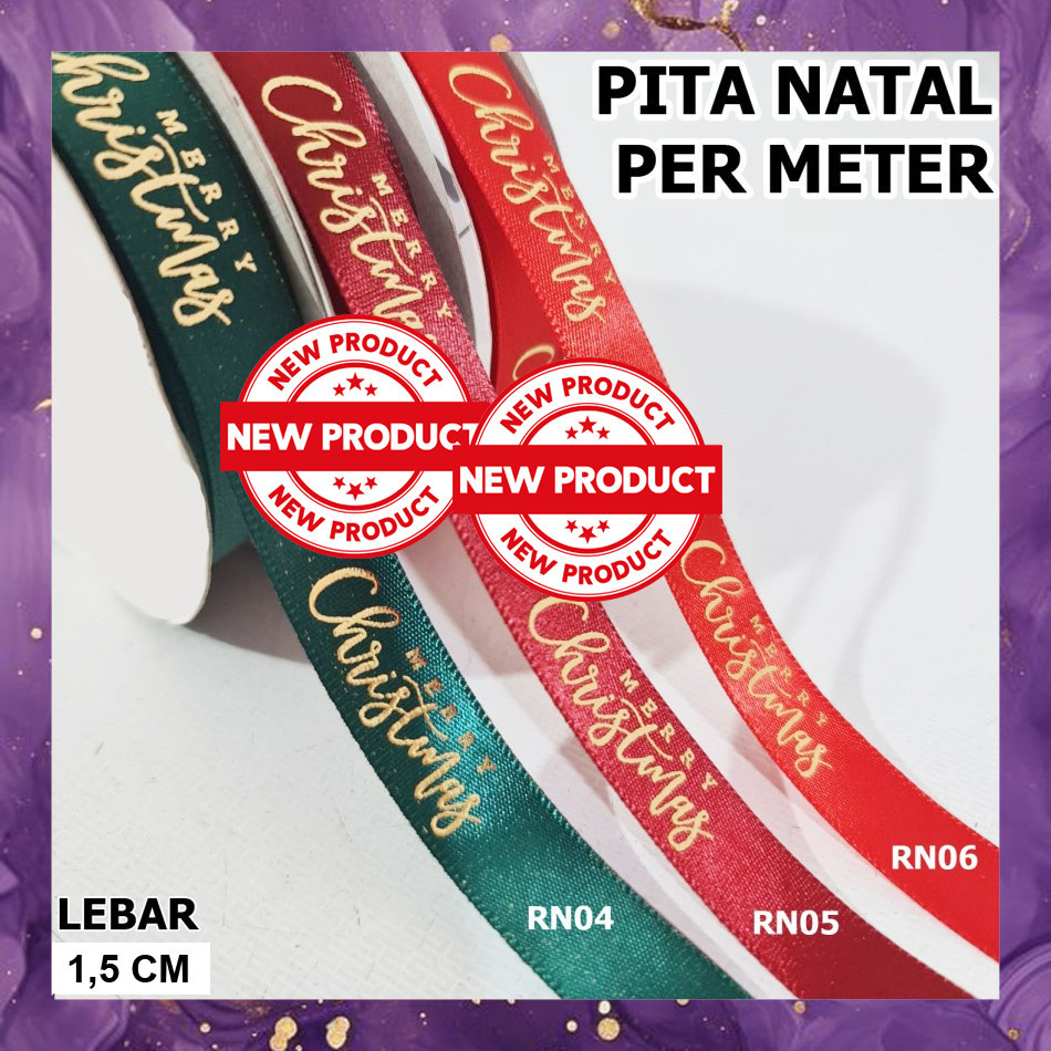 

(SBA) Pita NATAL Satin 1,8 CM Kado Parcel Hampers Hiasan Cake Maroon Hijau YY0812A4