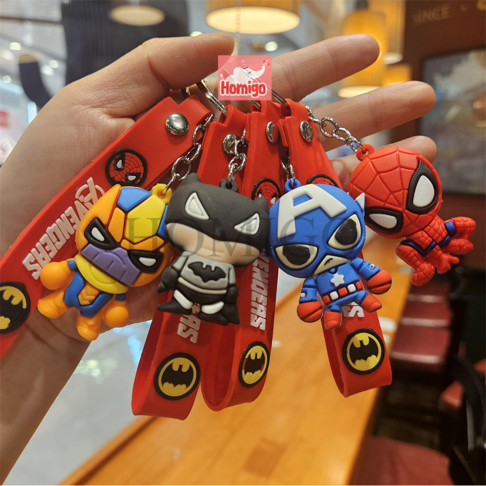 Homigo Gantungan Kunci Batman Iron man Avengers Spiderman Grade A Silikon Tebal / Ganci Avengers / G